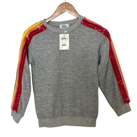 NWT Lola + the Boys Sequin Rainbow Sweater - Picture 2 of 4